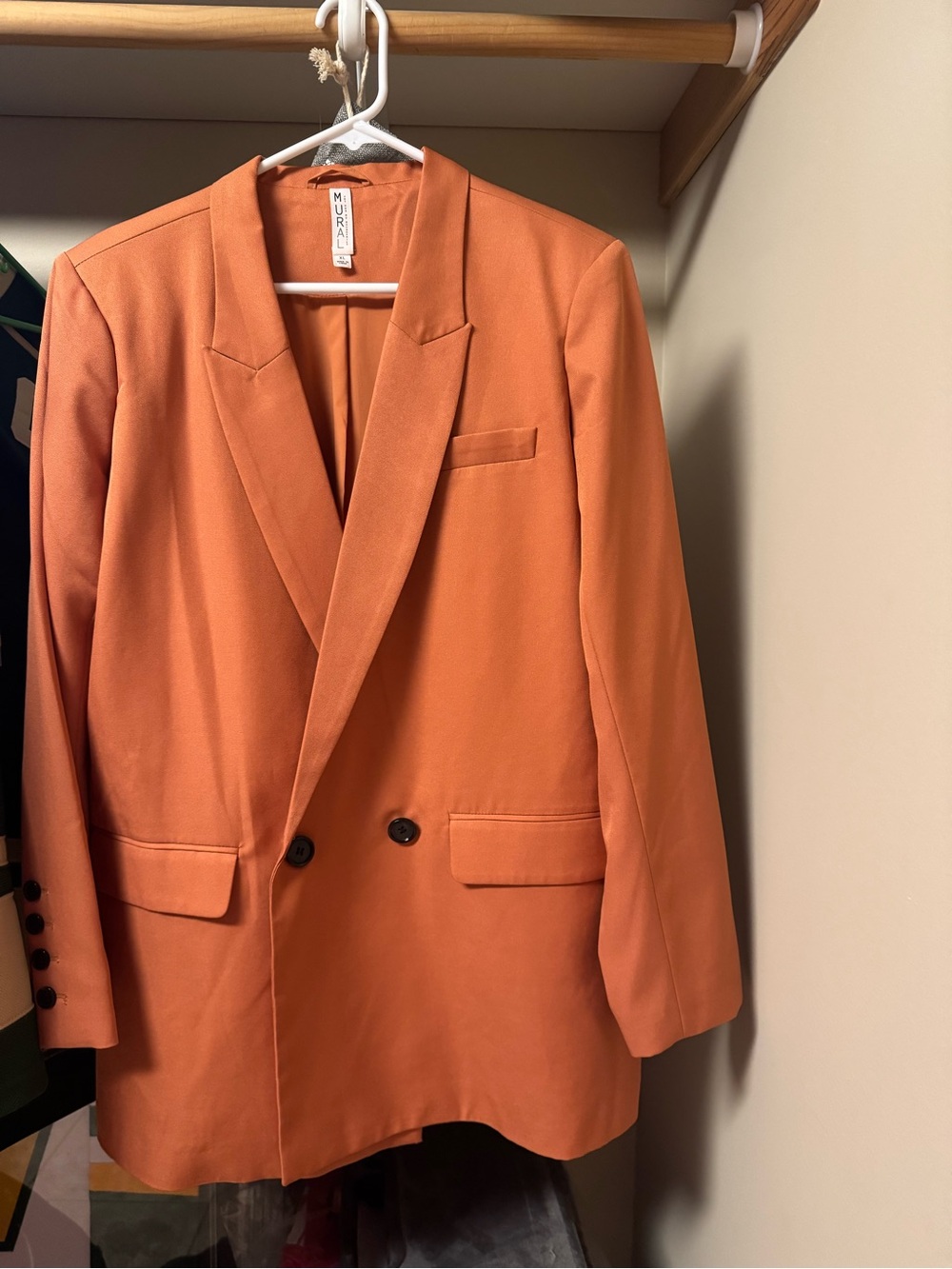 Mural Orange Double-Breasted Sport Coat Blazer